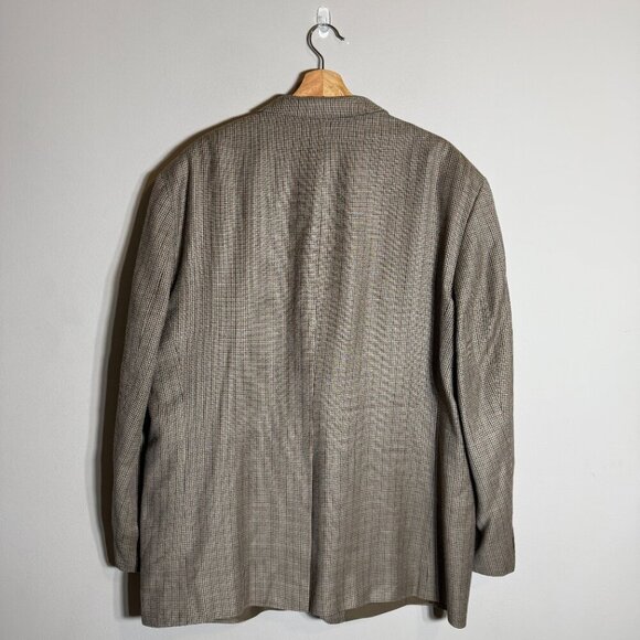Lauren Ralph Lauren Silk Wool Plaid Sport Coat Dinner Jacket Blazer Mens 48R Tan - Picture 3 of 14